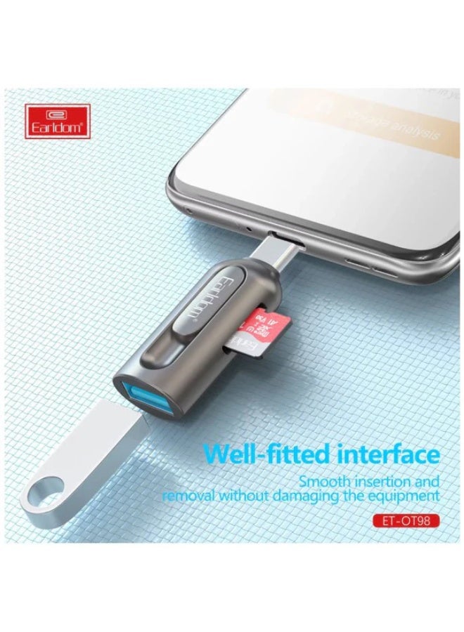 Earldom typec mobile phone card reader applies to computer converter TF memory card adapter OTG-OT98 - Image 2